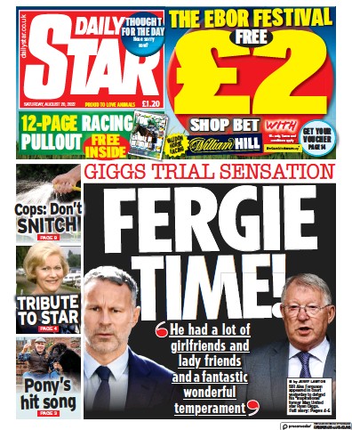 Daily Star (UK) Newspaper Front Page for 20 August 2022