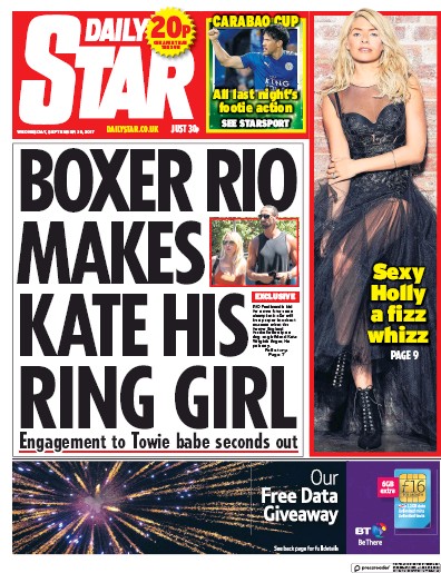 Daily Star Newspaper Front Page for 20 September 2017