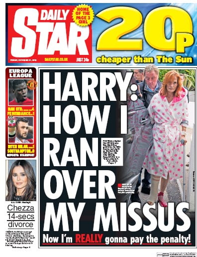 Daily Star Newspaper Front Page for 21 October 2016
