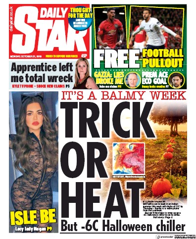 Daily Star Newspaper Front Page for 21 October 2019