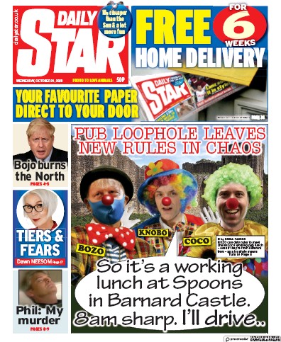 Daily Star Newspaper Front Page for 21 October 2020
