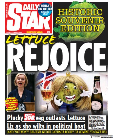 Daily Star Newspaper Front Page for 21 October 2022