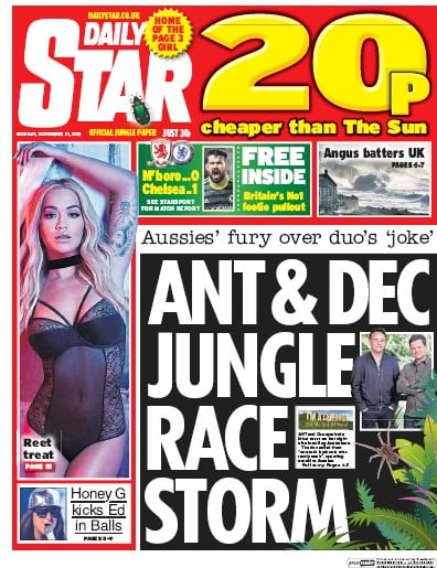 Daily Star Newspaper Front Page for 21 November 2016