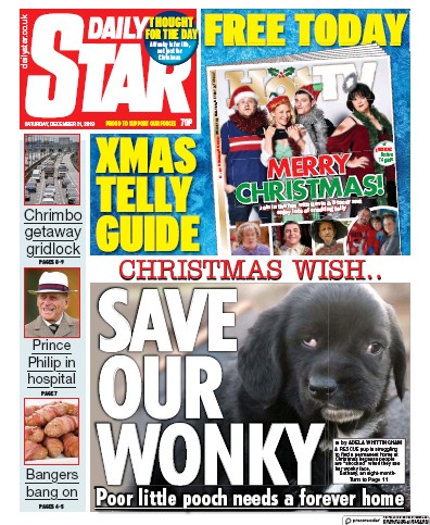 Daily Star Newspaper Front Page for 21 December 2019