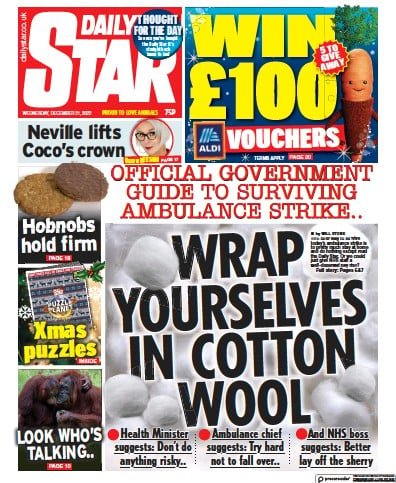 Daily Star Newspaper Front Page for 21 December 2022