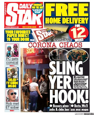 Daily Star Newspaper Front Page for 21 March 2020