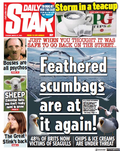 Daily Star (UK) Newspaper Front Page for 21 March 2023