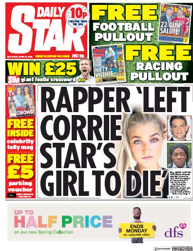 Daily Star Newspaper Front Page for 21 April 2018