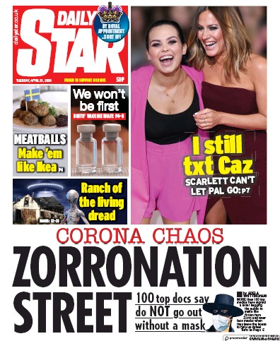 Daily Star Newspaper Front Page for 21 April 2020