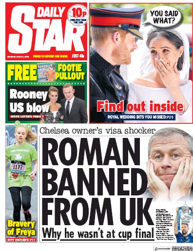 Daily Star Newspaper Front Page for 21 May 2018
