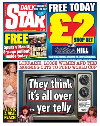 Daily Star (UK) Newspaper Front Page for 21 May 2025