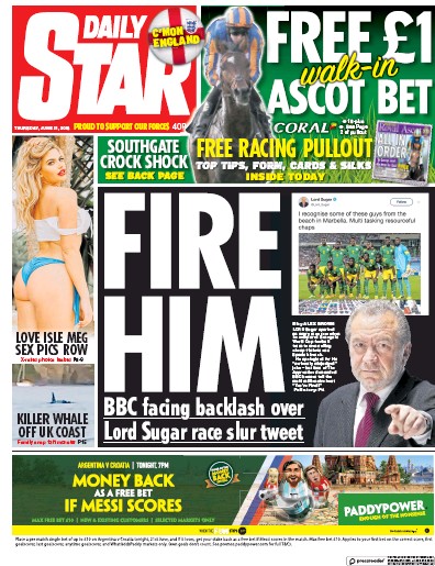 Daily Star Newspaper Front Page for 21 June 2018