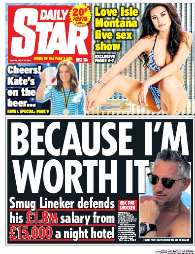 Daily Star Newspaper Front Page for 21 July 2017
