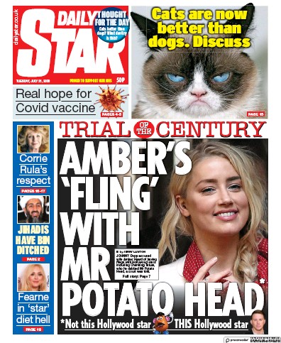 Daily Star Newspaper Front Page for 21 July 2020