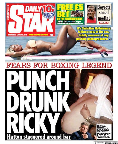 Daily Star Newspaper Front Page for 21 August 2019