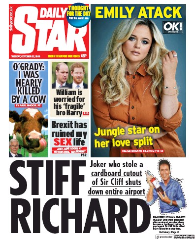Daily Star Newspaper Front Page for 22 October 2019