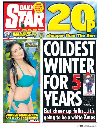 Daily Star Newspaper Front Page for 22 November 2016