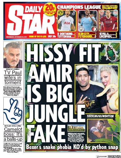Daily Star Newspaper Front Page for 22 November 2017