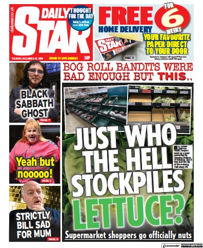Daily Star Newspaper Front Page for 22 December 2020