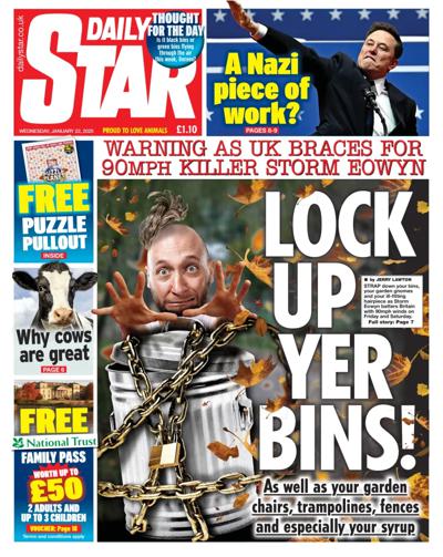Daily Star (UK) Newspaper Front Page for 22 January 2025