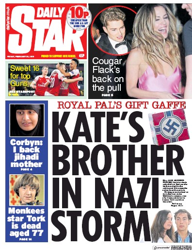 Daily Star (UK) Newspaper Front Page for 22 February 2019