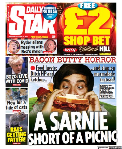 Daily Star Newspaper Front Page for 22 February 2022