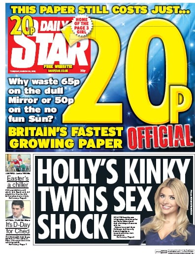 Daily Star Newspaper Front Page for 22 March 2016