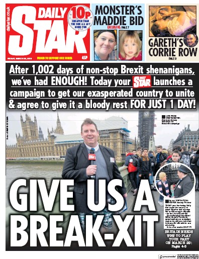 Daily Star Newspaper Front Page for 22 March 2019