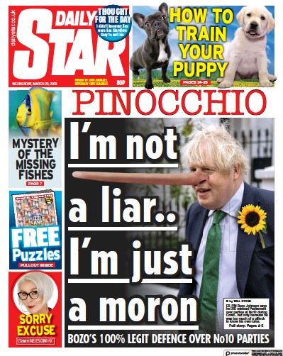 Daily Star (UK) Newspaper Front Page for 22 March 2023
