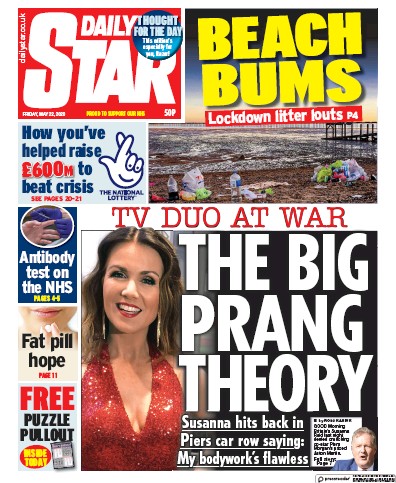 Daily Star (UK) Newspaper Front Page for 22 May 2020