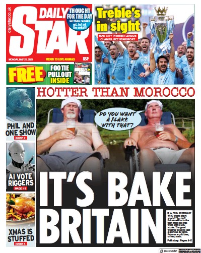 Daily Star (UK) Newspaper Front Page for 22 May 2023