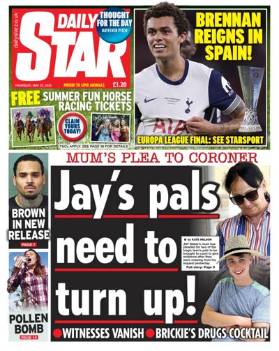 Daily Star (UK) Newspaper Front Page for 22 May 2025