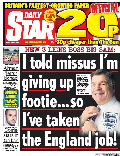 Daily Star Newspaper Front Page for 22 July 2016