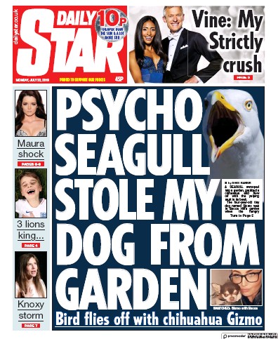 Daily Star Newspaper Front Page for 22 July 2019