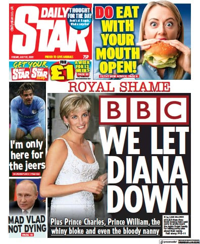 Daily Star Newspaper Front Page for 22 July 2022