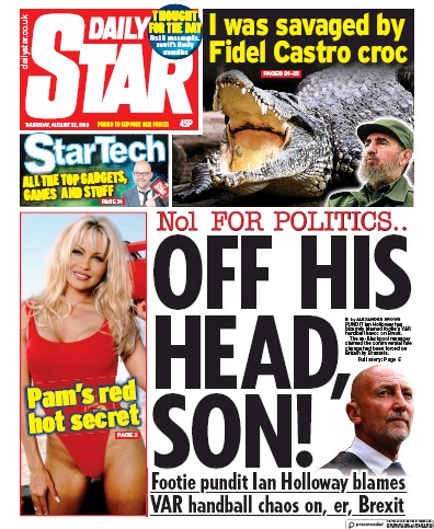 Daily Star Newspaper Front Page for 22 August 2019