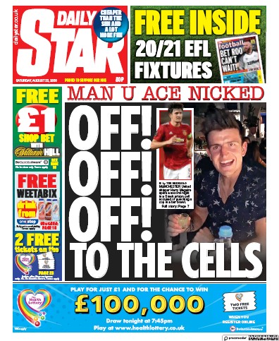 Daily Star Newspaper Front Page for 22 August 2020