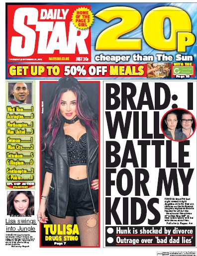 Daily Star Newspaper Front Page for 22 September 2016