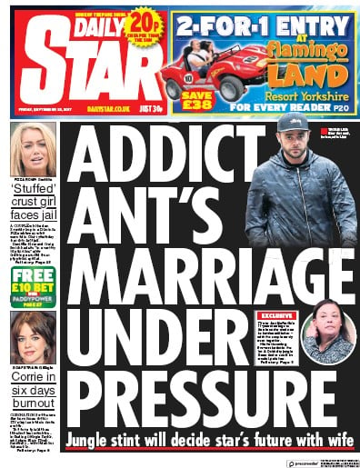 Daily Star Newspaper Front Page for 22 September 2017