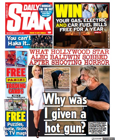 Daily Star (UK) Newspaper Front Page for 23 October 2021