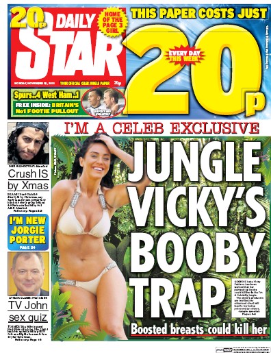 Daily Star Newspaper Front Page for 23 November 2015