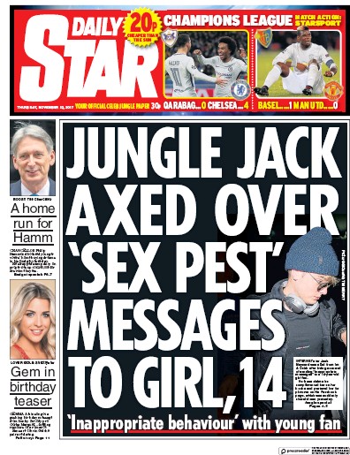 Daily Star Newspaper Front Page for 23 November 2017