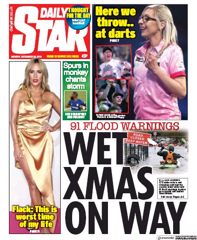 Daily Star Newspaper Front Page for 23 December 2019