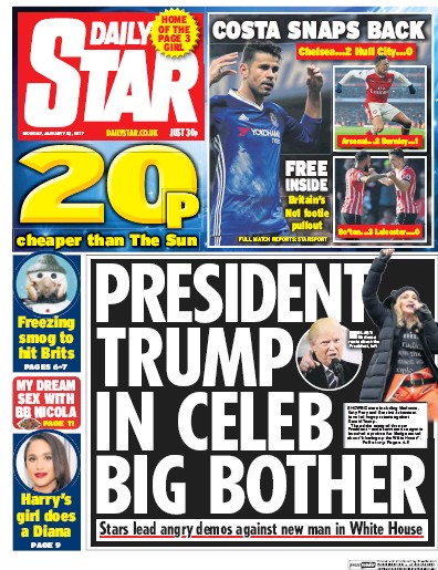 Daily Star Newspaper Front Page for 23 January 2017
