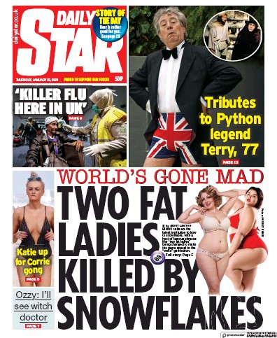 Daily Star Newspaper Front Page for 23 January 2020