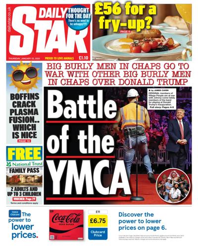 Daily Star (UK) Newspaper Front Page for 23 January 2025