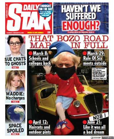 Daily Star Newspaper Front Page for 23 February 2021