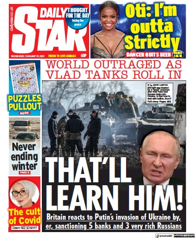 Daily Star Newspaper Front Page for 23 February 2022