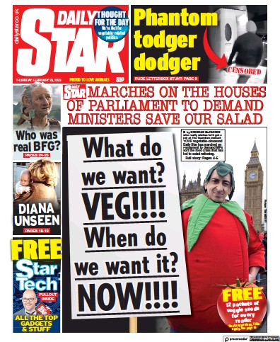 Daily Star (UK) Newspaper Front Page for 23 February 2023