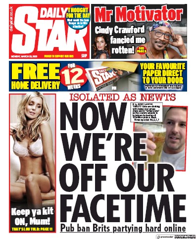 Daily Star Newspaper Front Page for 23 March 2020